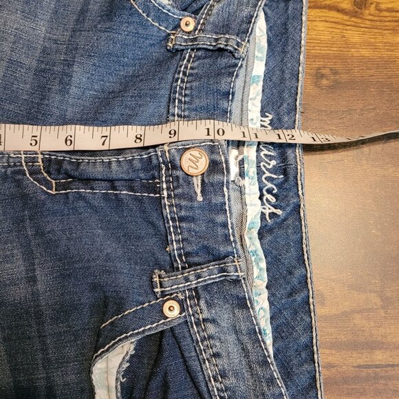 Maurices Jeans Curvy Flare 16 R Mid Rise Medium Light Wash Ripped Stretch Denim - Picture 8 of 11